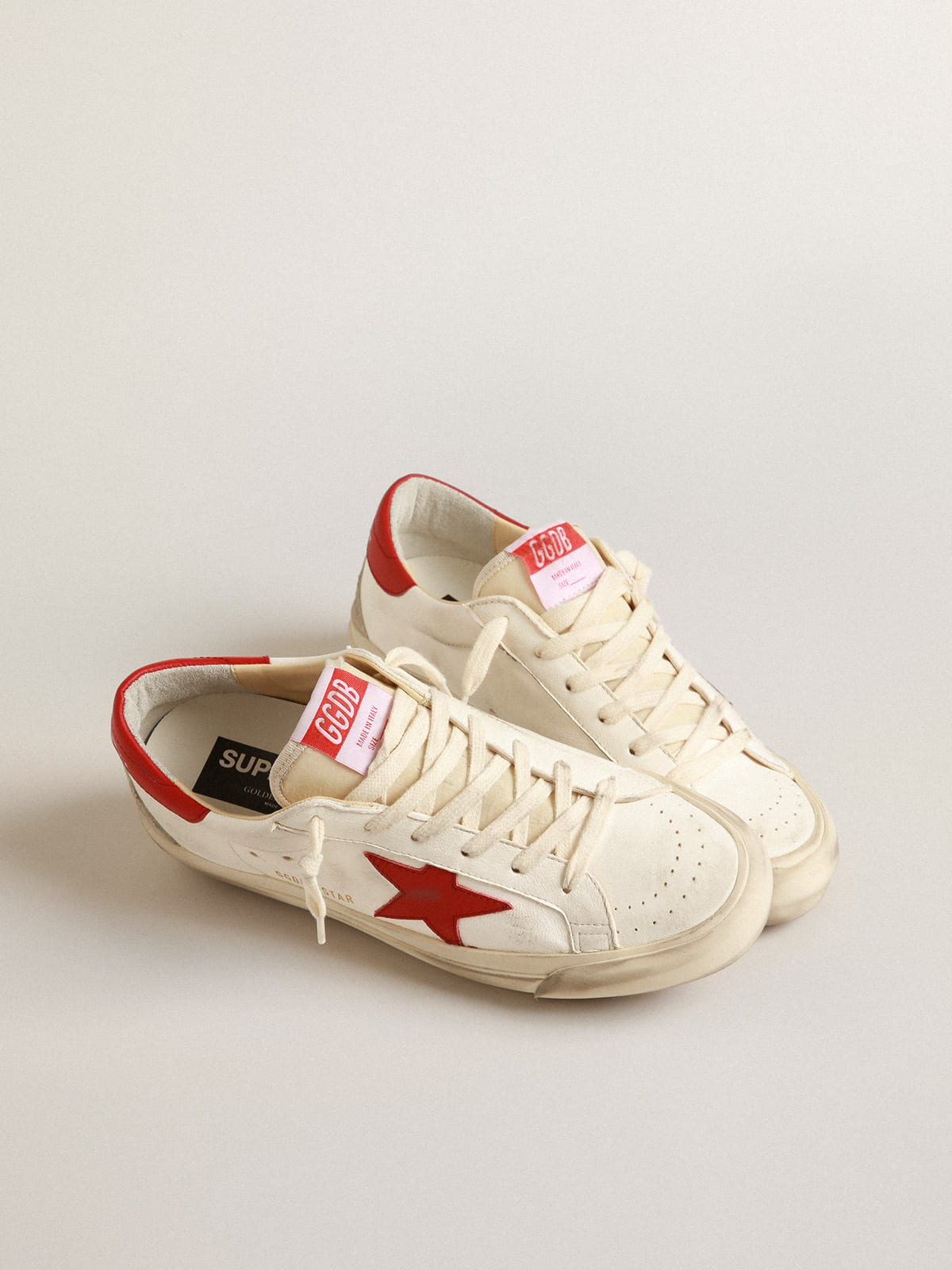 Baskets Golden Goose Super-Star en cuir rouge