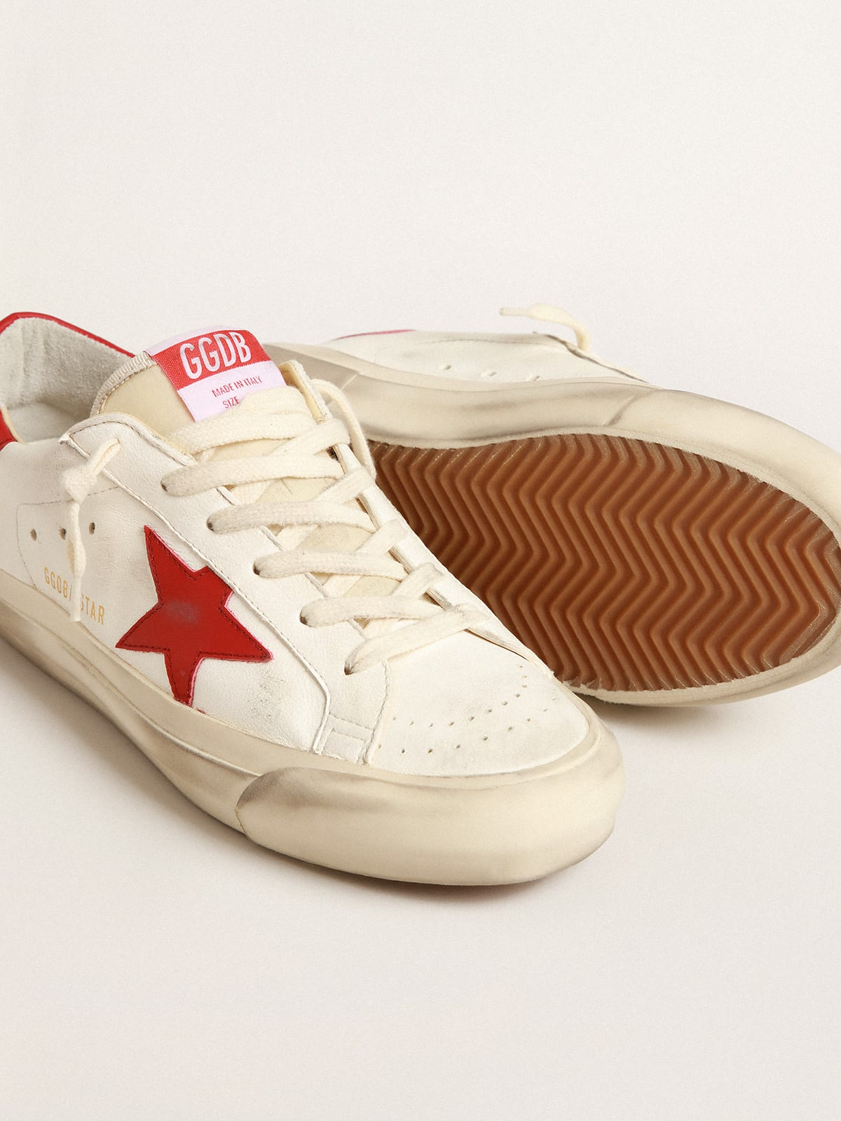 Baskets Golden Goose Super-Star en cuir rouge