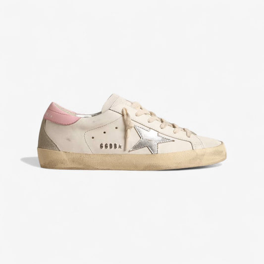 Baskets Golden Goose Super-Star blanches et roses