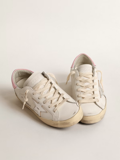 Baskets Golden Goose Super-Star blanches et roses