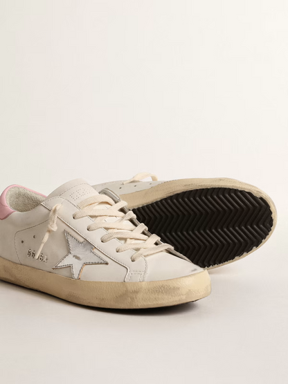 Baskets Golden Goose Super-Star blanches et roses