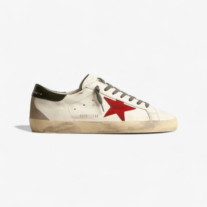 Baskets Golden Goose Super-Star blanches et rouges