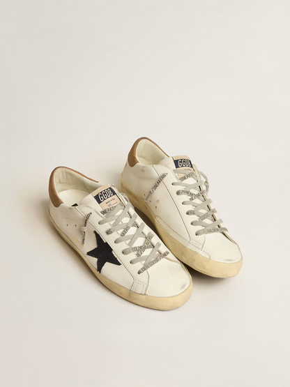 Baskets Golden Goose Super-Star blanches et tabac