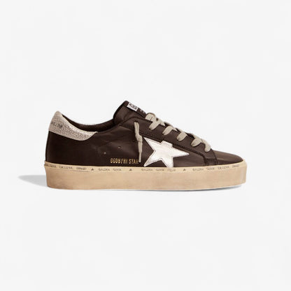 Baskets Hi Star en cuir noir avec étoile en cuir argenté laminé