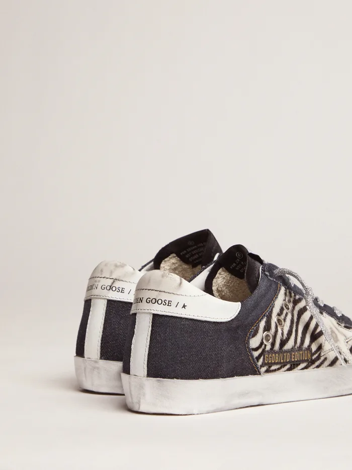 Baskets Lab en édition limitée Superstar en denim, cuir de poney imprimé zèbre et daim