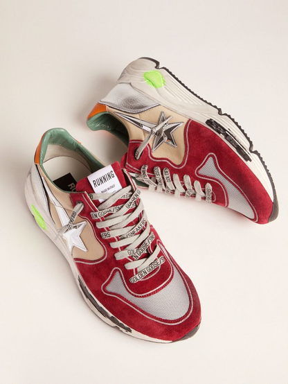 Baskets à semelle de course avec étoile 3D et languette orange au talon