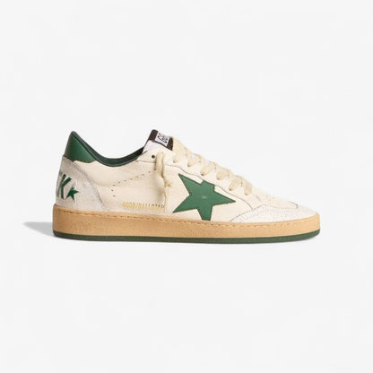 Baskets Golden Goose Ball Star – Daim vieilli blanc/vert