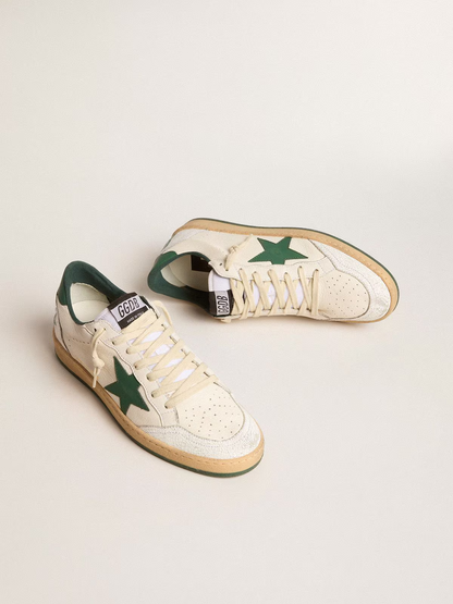 Baskets Golden Goose Ball Star – Daim vieilli blanc/vert