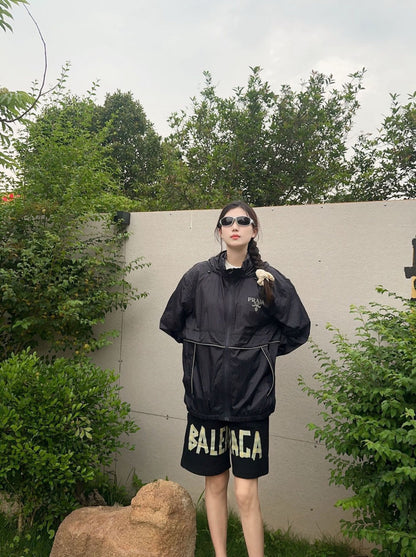 Veste légère à capuche Prada - Noire