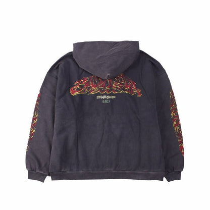 SWEAT À CAPUCHE ZIPPÉ BALENCIAGA GRIS DÉLAVÉ