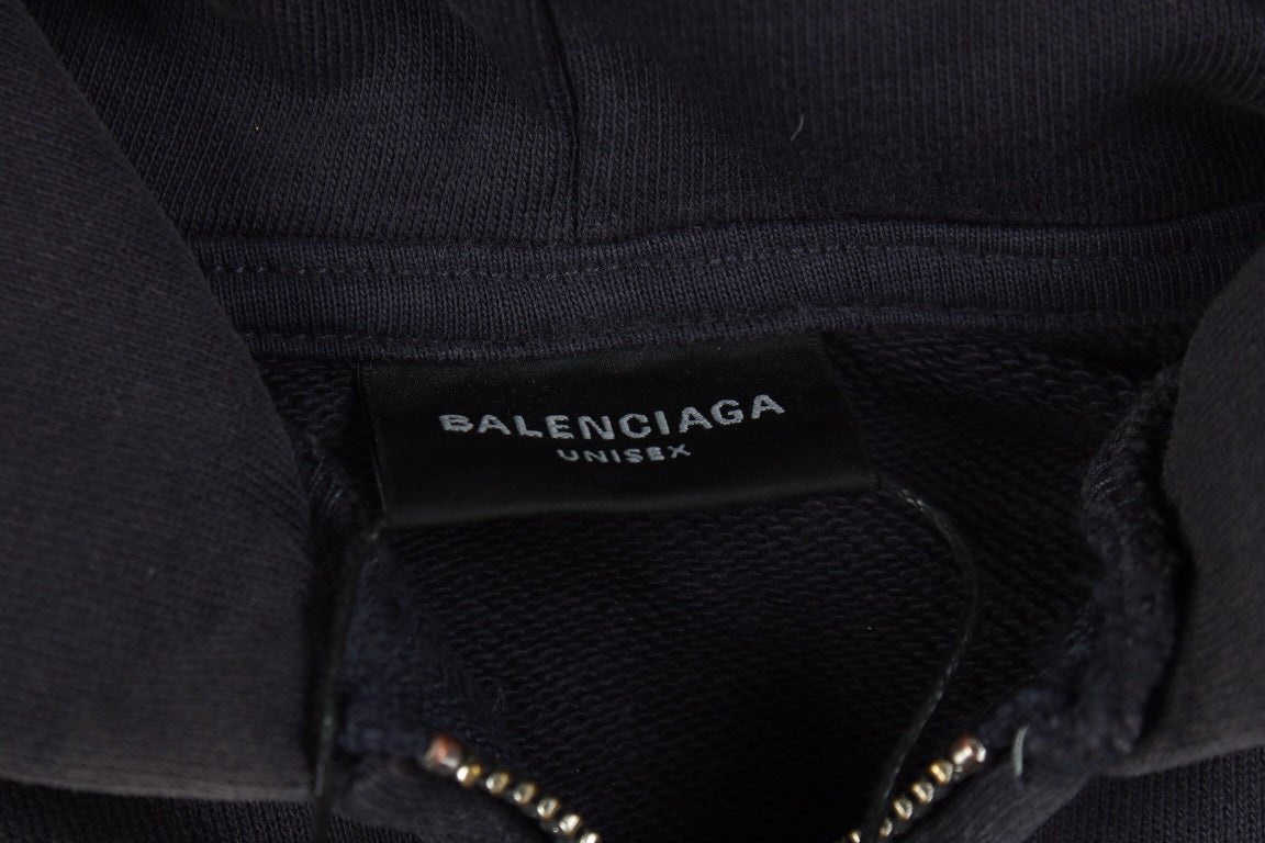 SWEAT À CAPUCHE ZIPPÉ BALENCIAGA GRIS DÉLAVÉ