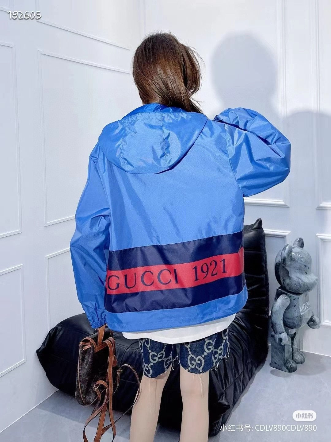 Veste à capuche bleue Gucci