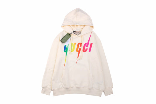 Sweat à capuche Gucci à logo arc-en-ciel - Crème