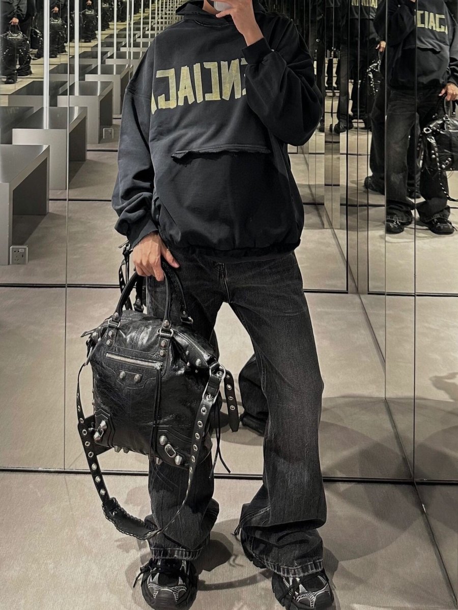 SWEAT À CAPUCHE BALENCIAGA LOGO ALTERNATIF MARINE