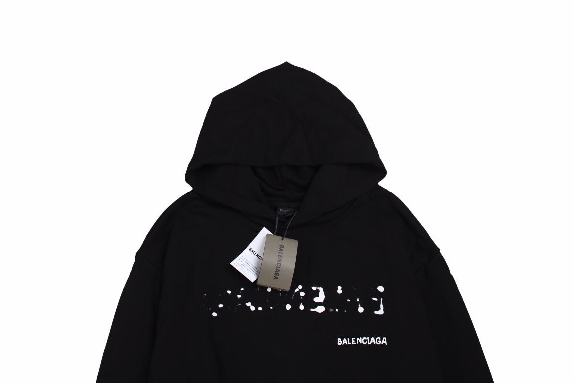 Sweat à capuche Balenciaga noir à logo déformé