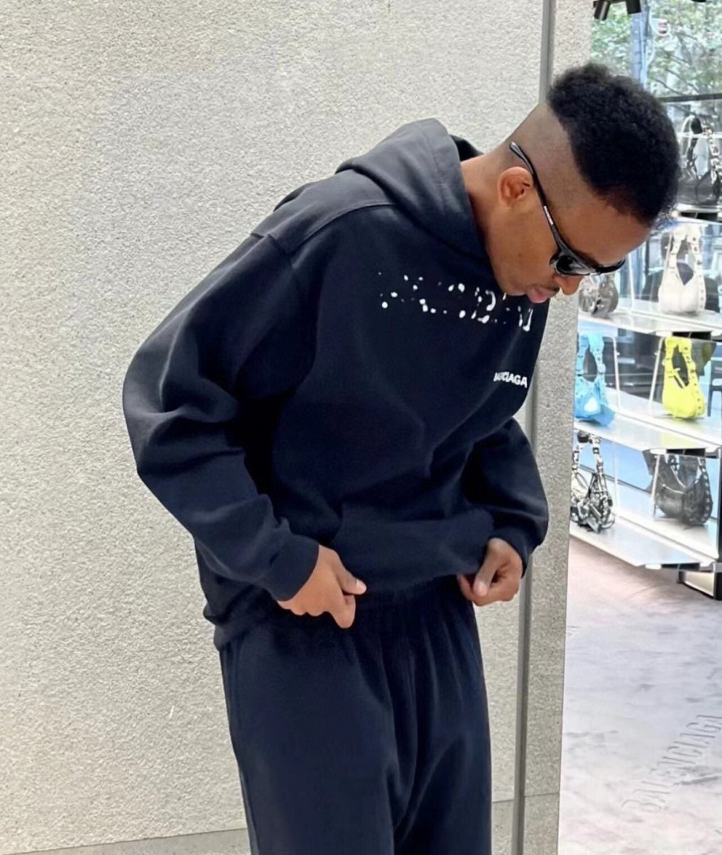 Sweat à capuche Balenciaga noir à logo déformé