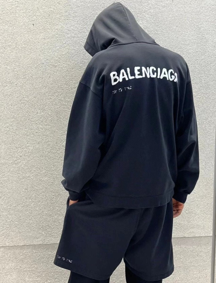 Sweat à capuche Balenciaga noir à logo déformé