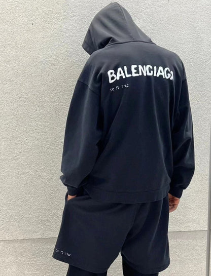 Sweat à capuche Balenciaga noir à logo déformé