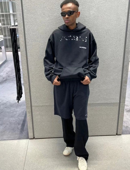 Sweat à capuche Balenciaga noir à logo déformé