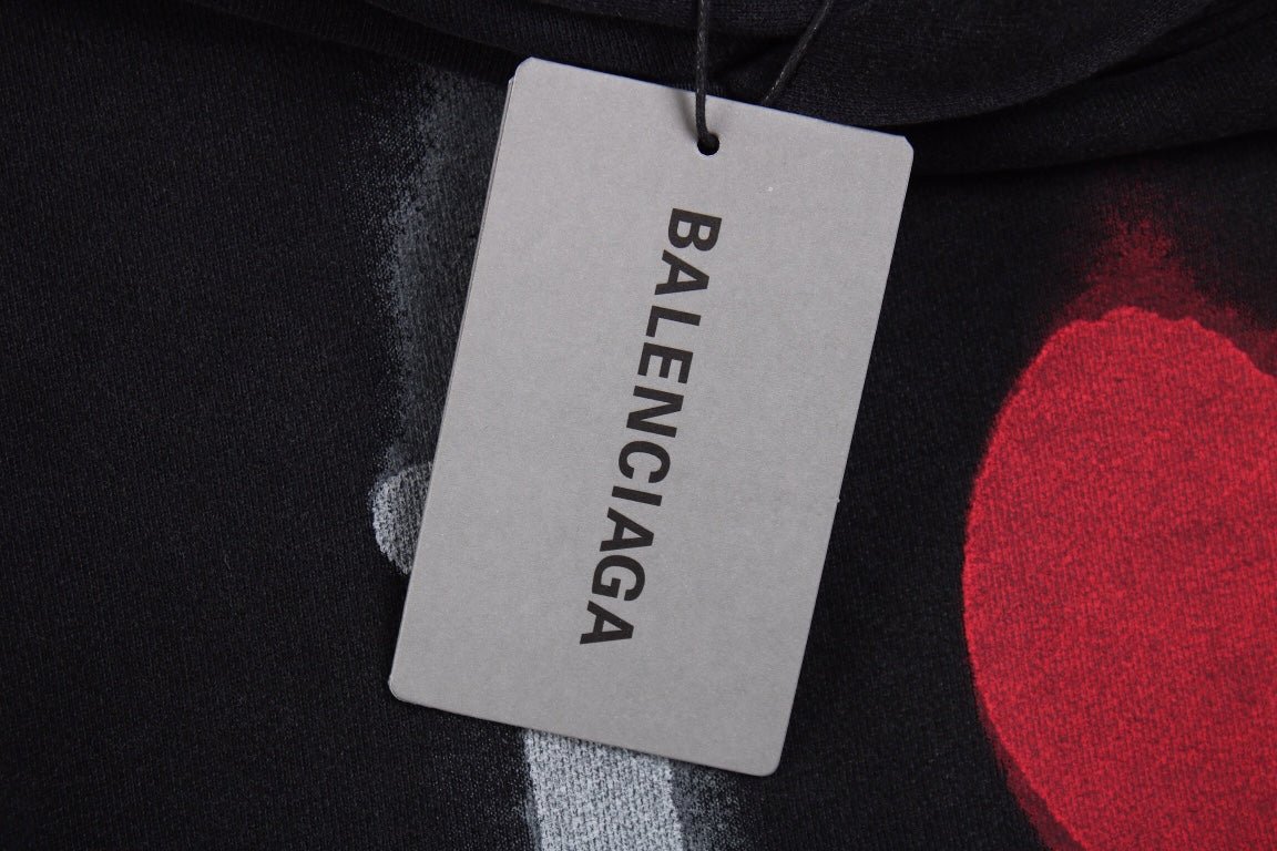 Sweat à capuche noir Balenciaga avec motif « I Love »