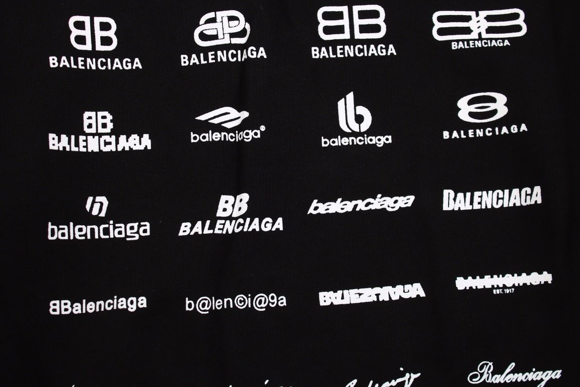 Sweat à capuche Balenciaga noir multilogo 