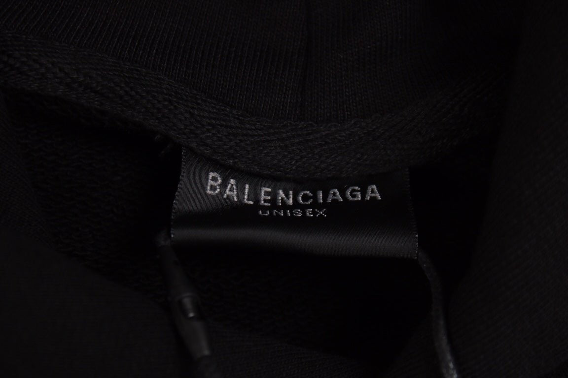 Sweat à capuche Balenciaga noir multilogo 