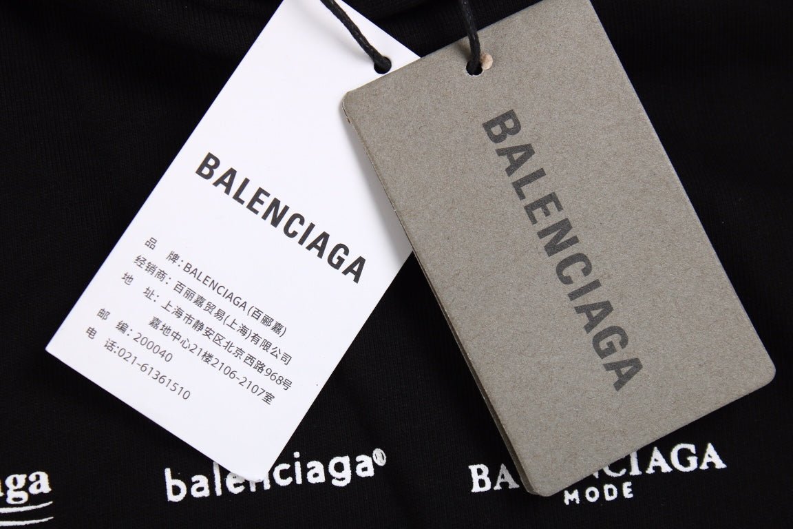 Sweat à capuche Balenciaga noir multilogo 