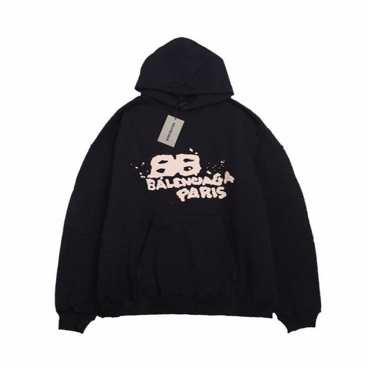 Sweat à capuche Balenciaga Graffiti Logo noir