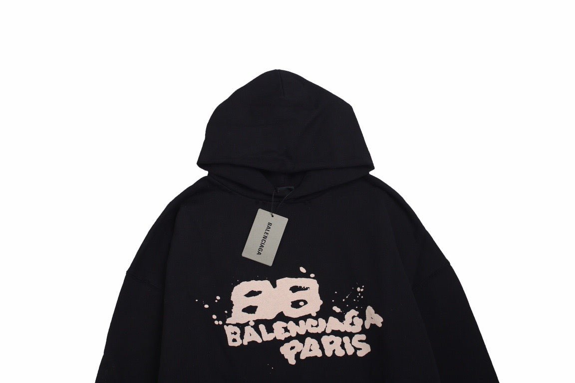 Sweat à capuche Balenciaga Graffiti Logo noir
