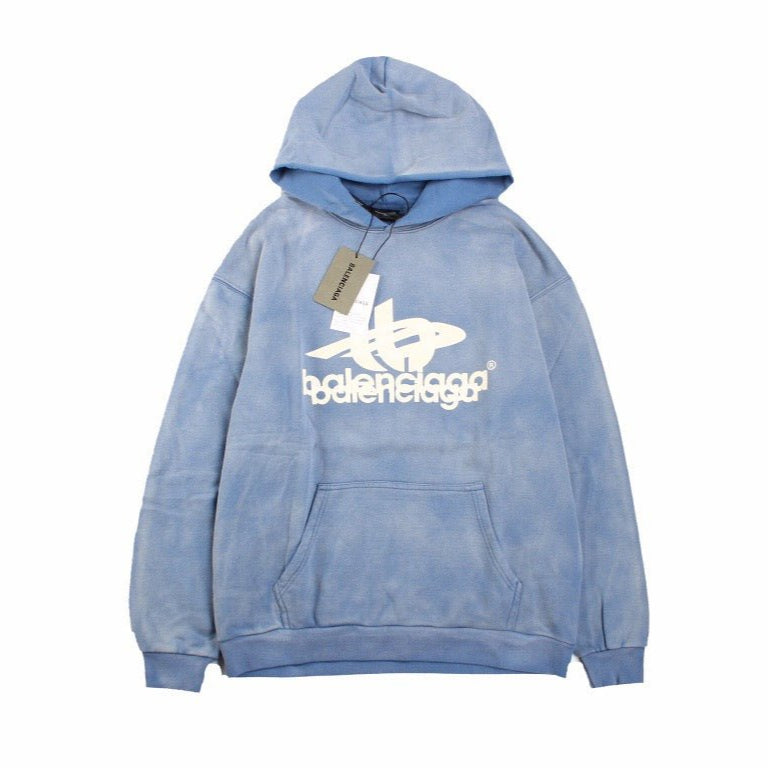 Sweat à capuche Balenciaga bleu avec logo graphique