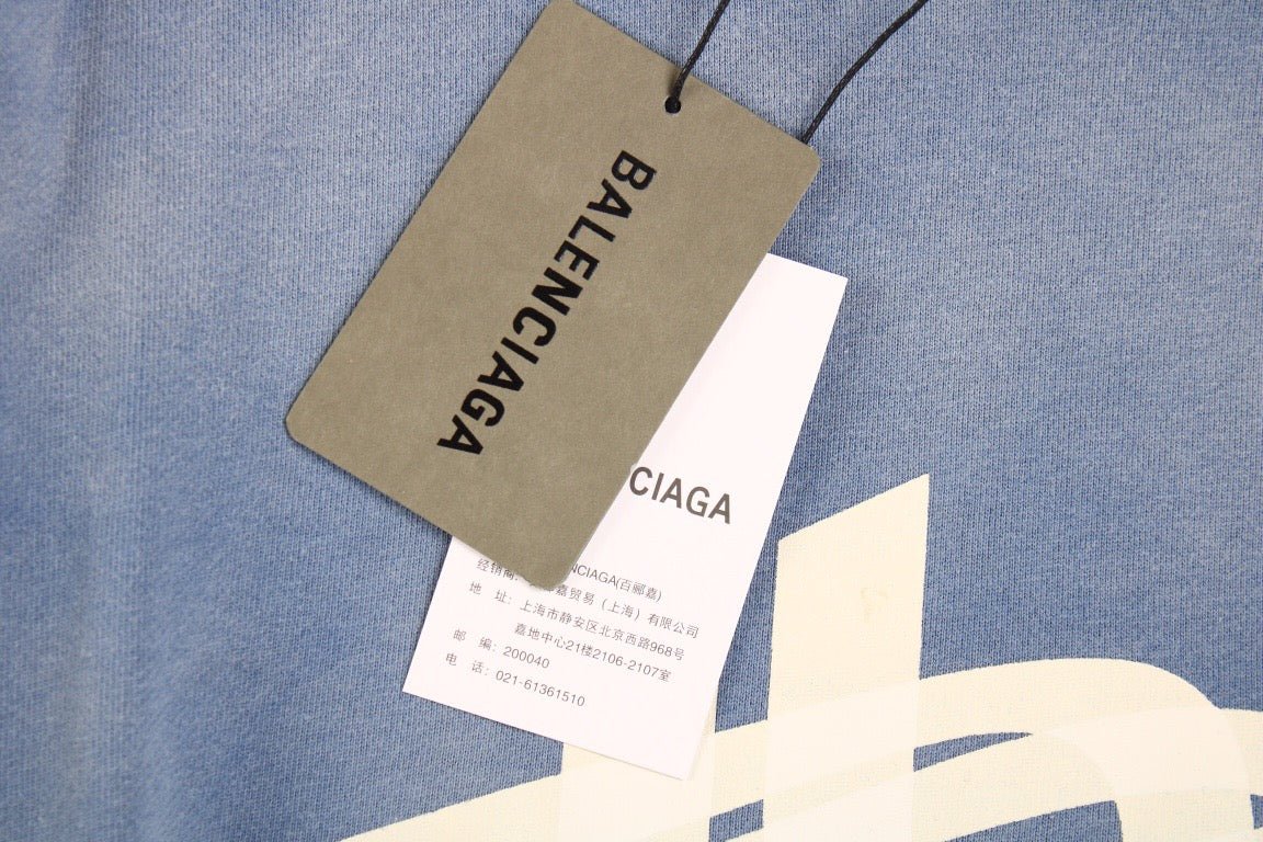 Sweat à capuche Balenciaga bleu avec logo graphique