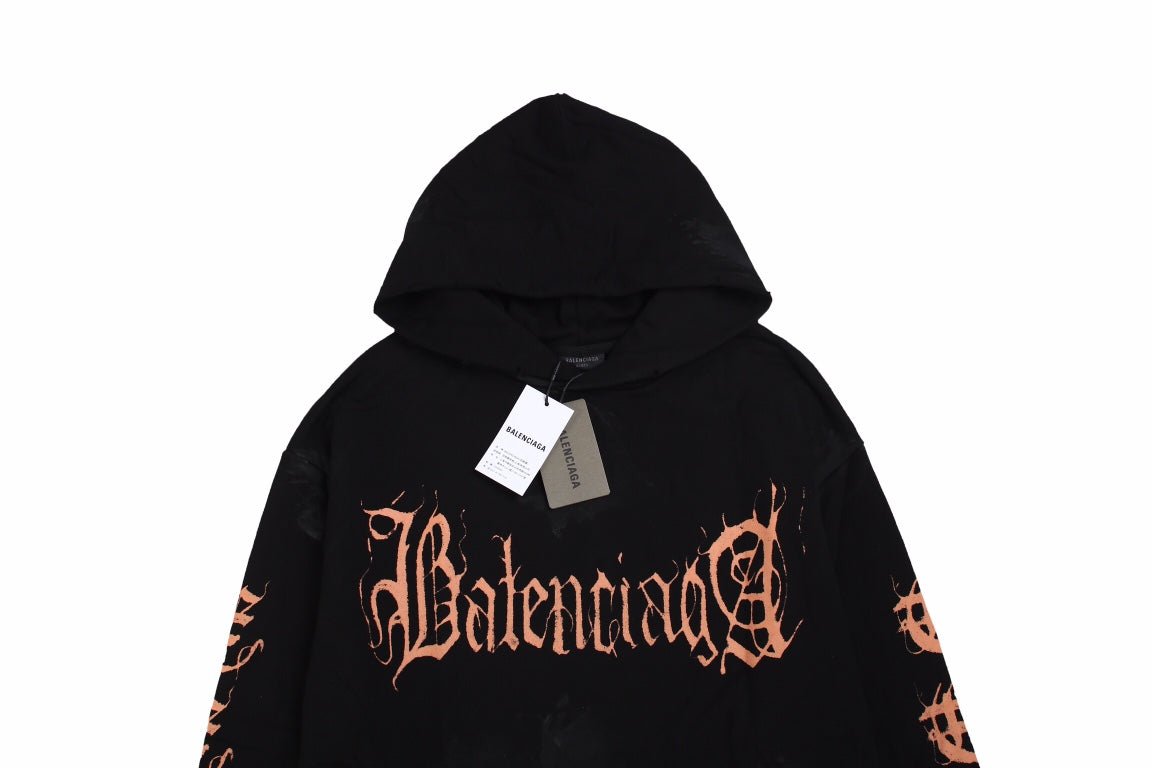 Sweat à capuche noir avec logo Balenciaga
