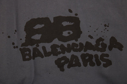 Sweat à capuche Balenciaga Paris Graffiti - Bleu