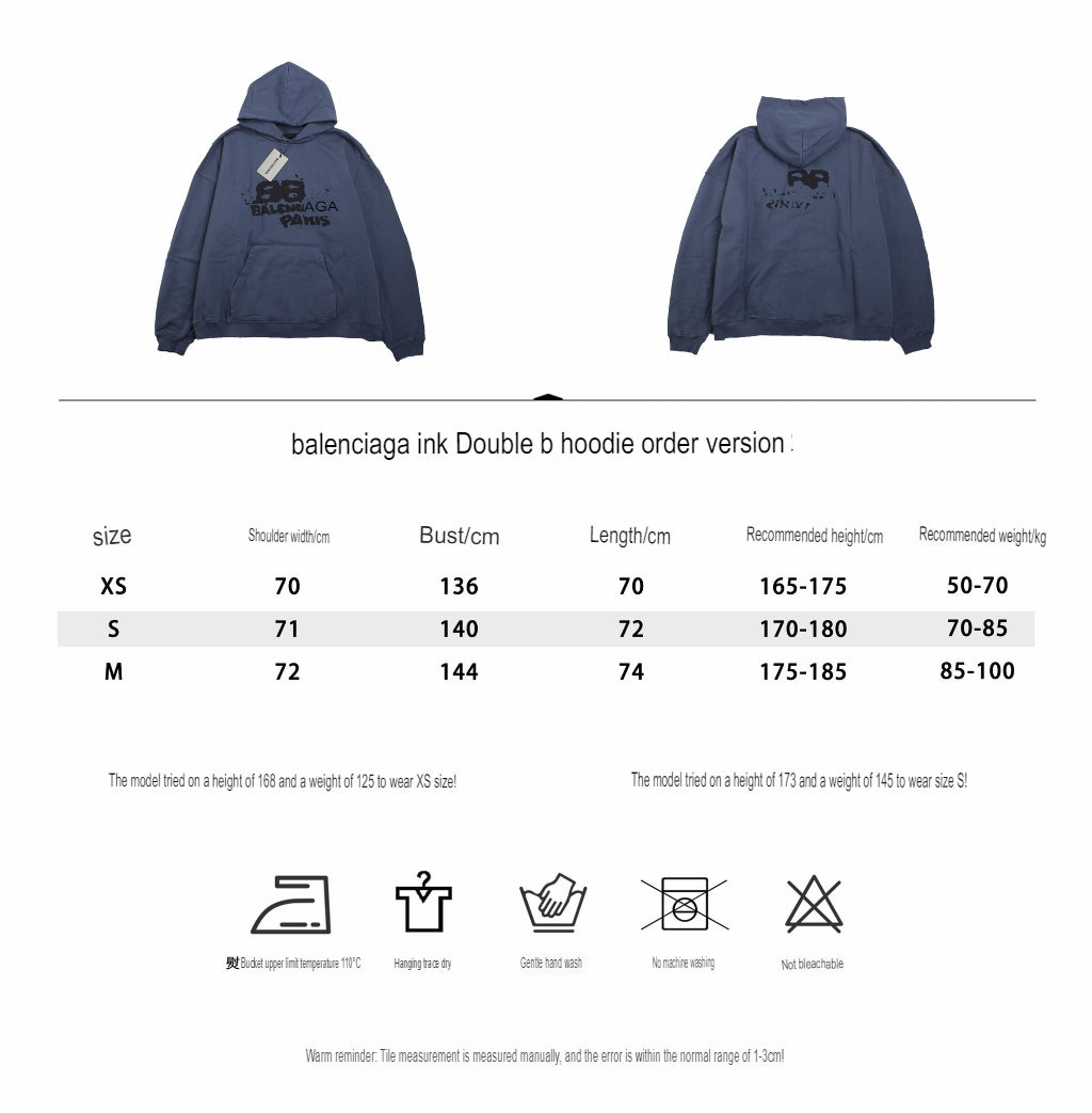 Sweat à capuche Balenciaga Paris Graffiti - Bleu