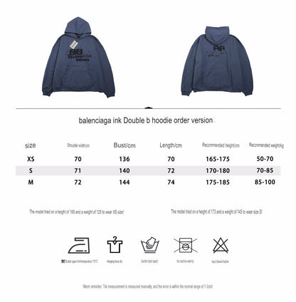 Sweat à capuche Balenciaga Paris Graffiti - Bleu