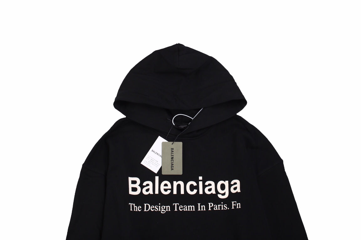 Sweat à capuche Balenciaga Paris Team noir