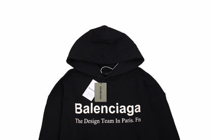 Sweat à capuche Balenciaga Paris Team noir