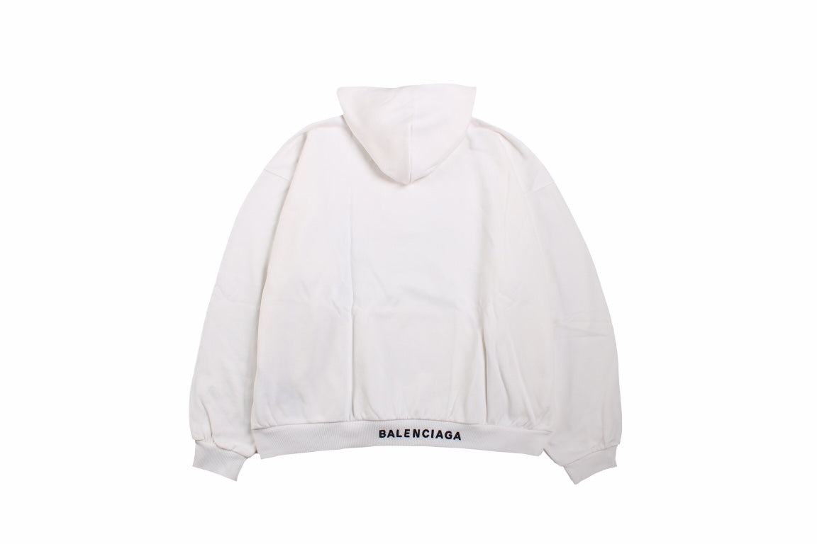 Sweat à capuche blanc Balenciaga avec motif « I Love »