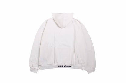 Sweat à capuche blanc Balenciaga avec motif « I Love »