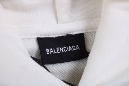 Sweat à capuche blanc Balenciaga avec motif « I Love »