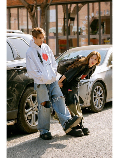 Sweat à capuche blanc Balenciaga avec motif « I Love »