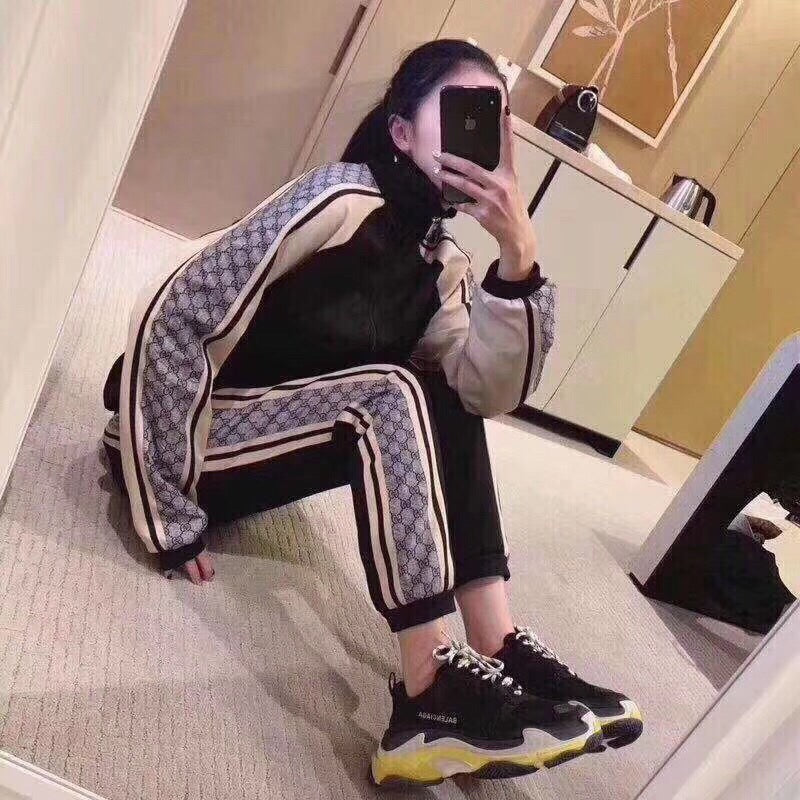 Veste de survêtement Gucci GG Supreme Stripe - Noire