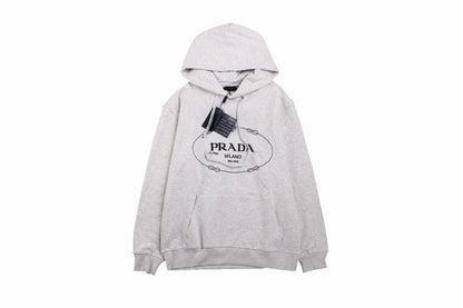 Sweat à capuche gris Prada Milano