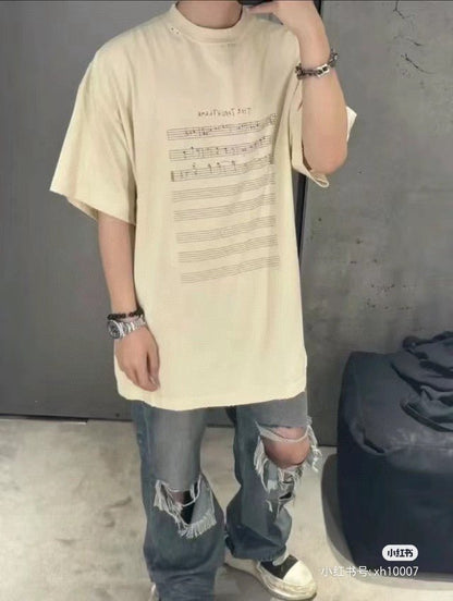 T-shirt beige Balenciaga à notes de musique