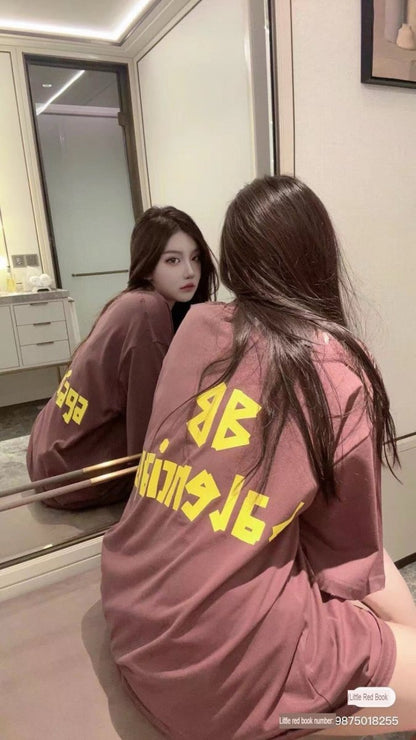 T-shirt Balenciaga bordeaux à logo