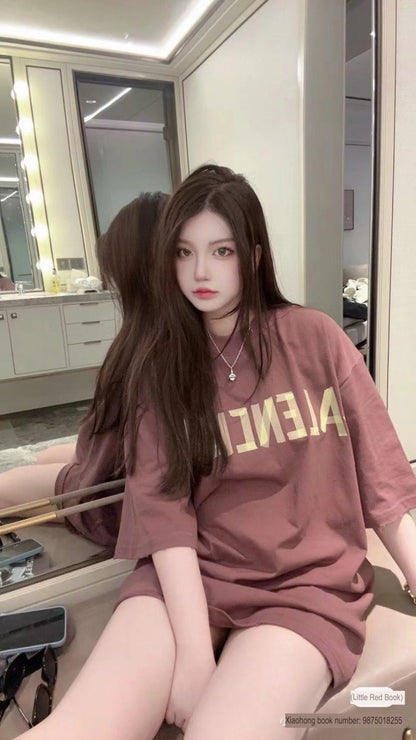 T-shirt Balenciaga bordeaux à logo