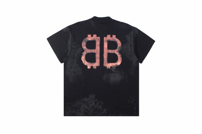 T-shirt Balenciaga à logo BB vieilli