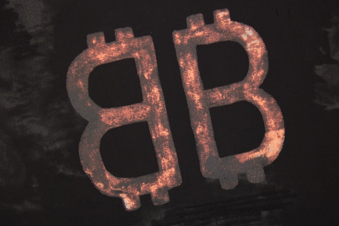 T-shirt Balenciaga à logo BB vieilli