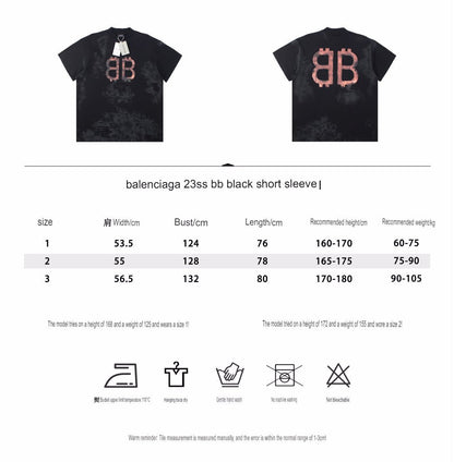 T-shirt Balenciaga à logo BB vieilli