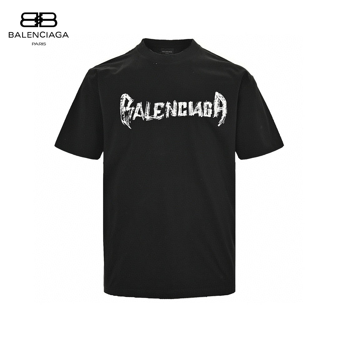 T-shirt Balenciaga à logo vieilli noir